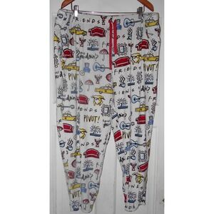Friends TV Show Pajama Pants Women's Joggers WHIT Sleep Lounge Pockets 2XL FLEEC